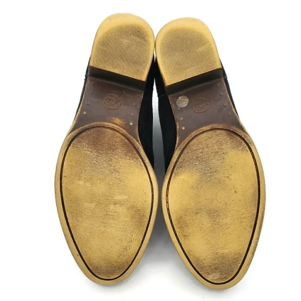 Lucky Brand Bellamy Black Suede Pull-On Almond-Toe Low Block Heel Ankle Boots